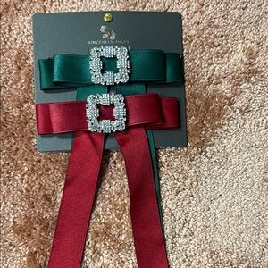 Sincerely Jules Emerald and Ruby Bow Hair Clips